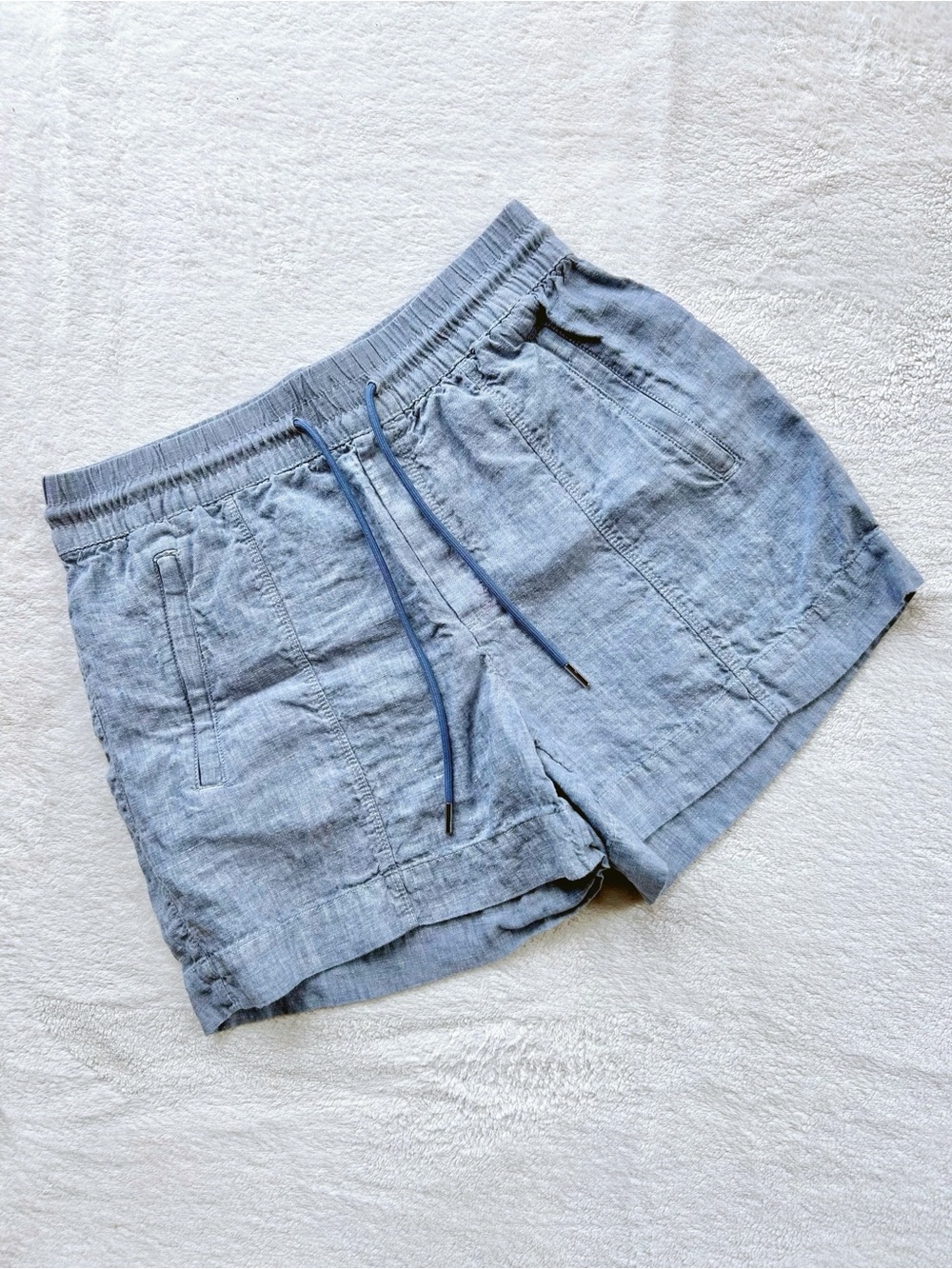 athleta chambray linen-blend drawstring shorts
